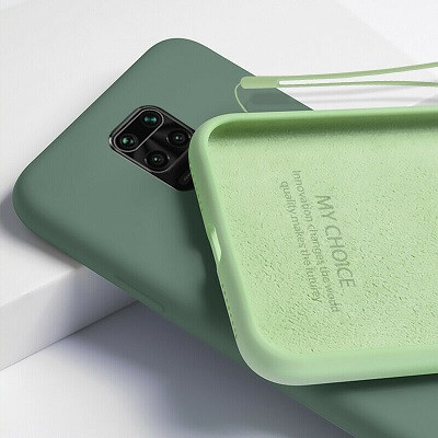 Силиконовый чехол Silicone Case темно-зеленый для Xiaomi Redmi Note 9 - фото 3 - id-p148375921