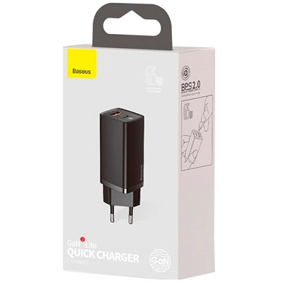 Сетевое зарядное устройство Baseus GaN2 Lite Quick Charger C+U 65W (CCGAN2L-B01) - фото 8 - id-p159090187