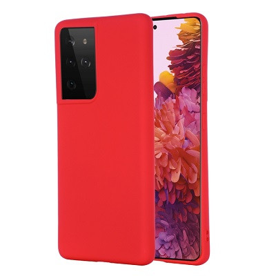 Силиконовый чехол Silicone Case красный для Samsung Galaxy S21 Ultra - фото 1 - id-p146371075