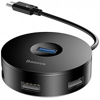 Адаптер Baseus Round Box USB Type-C - USB 3.0/ 3 х USB 2.0/ microUSB Black (CAHUB-G01)