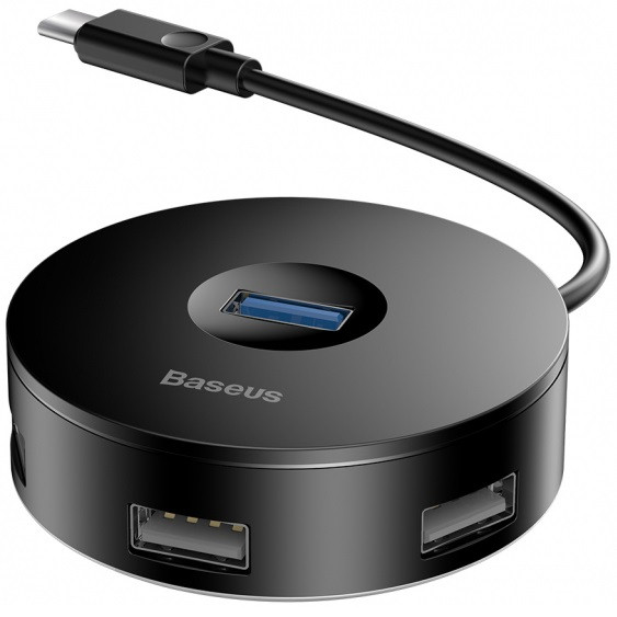 Адаптер Baseus Round Box USB Type-C - USB 3.0/ 3 х USB 2.0/ microUSB Black (CAHUB-G01) - фото 1 - id-p164211063