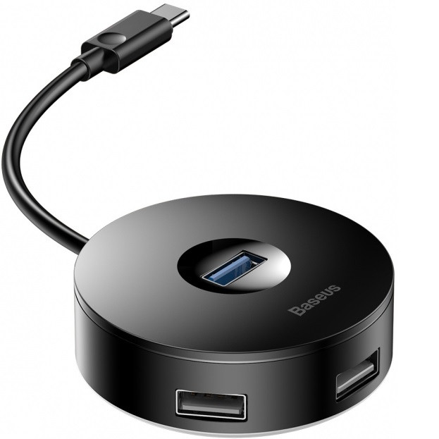 Адаптер Baseus Round Box USB Type-C - USB 3.0/ 3 х USB 2.0/ microUSB Black (CAHUB-G01) - фото 2 - id-p164211063