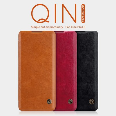 Кожаный чехол Nillkin Qin Leather Case Коричневый для OnePlus 8 - фото 5 - id-p132918541