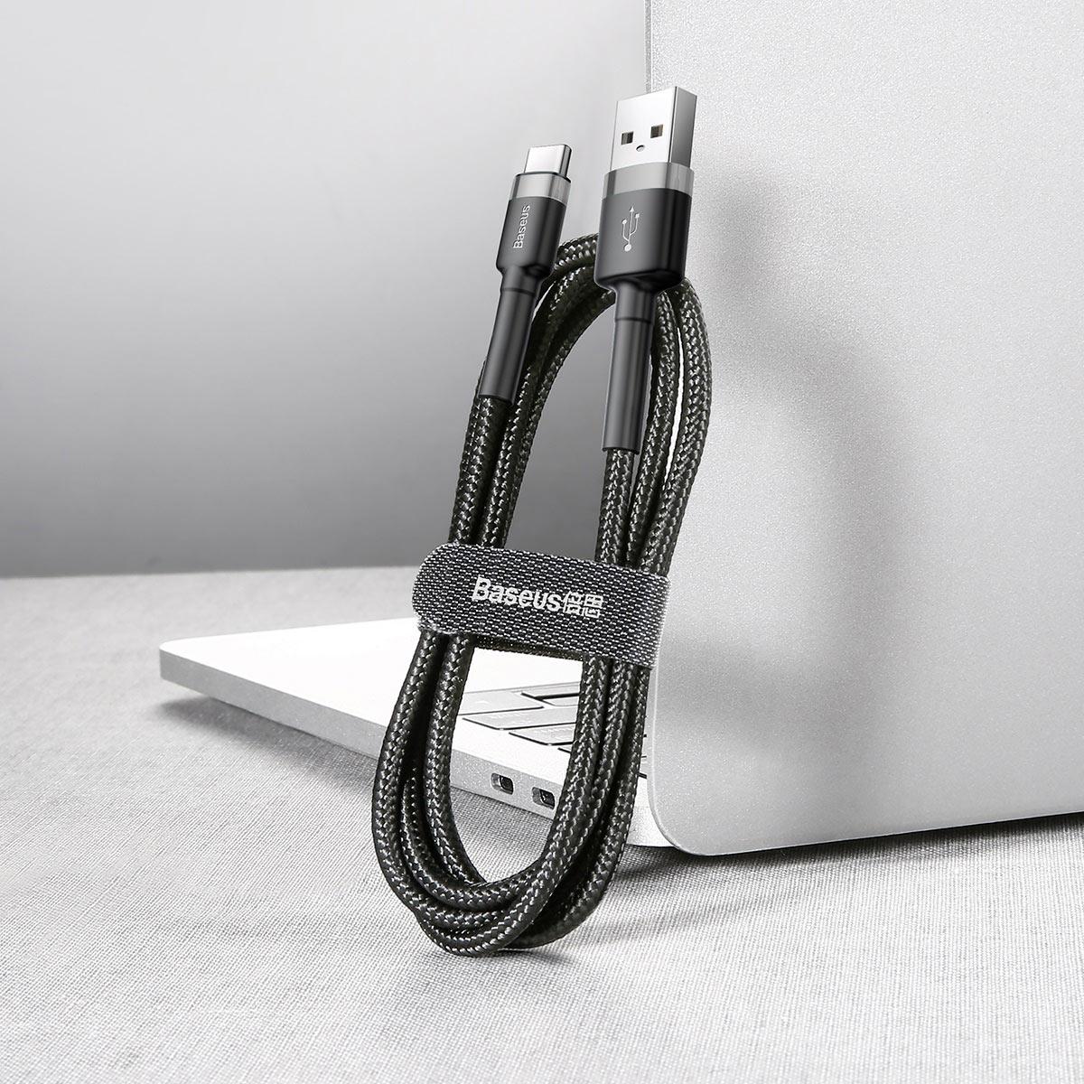 Кабель Baseus Cafule Cable CATKLF-BG1 USB For Type-C 3A 1M черный - фото 5 - id-p148375935