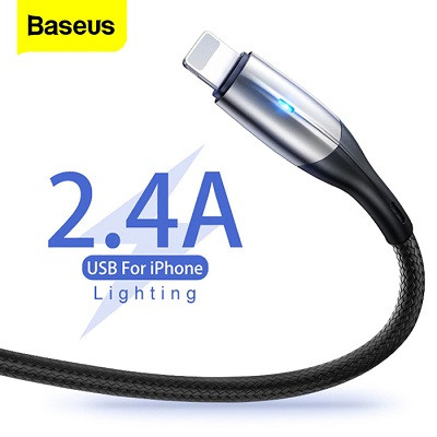 Кабель USB - Lightning 1м Baseus Horizontal Data Cable 2.4A (CALSP-B01) черный - фото 3 - id-p164211459