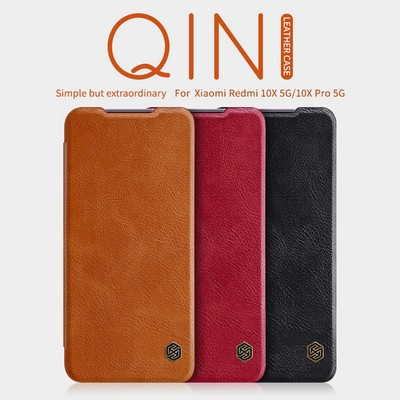 Кожаный чехол Nillkin Qin Leather Case Коричневый для Xiaomi Redmi 10X 5G ( 10X Pro 5G) - фото 5 - id-p132918568