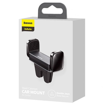 Держатель Baseus Steel Cannon Air Outlet Car Mount серебристый (SUGP-0S) - фото 5 - id-p149001079