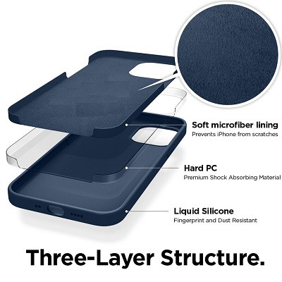Силиконовый чехол Silicone с закрытым низом темно-синий для Apple iPhone 12 Pro Max - фото 3 - id-p149512153
