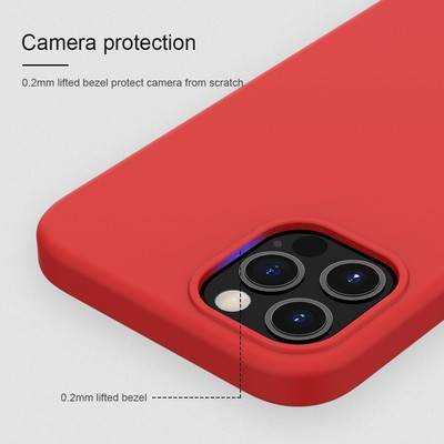 Силиконовая накладка с пластиной Magsafe Nillkin Flex Pure Pro Case Красная для Apple iPhone 12 Pro - фото 6 - id-p151625449