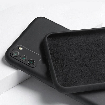 Силиконовый чехол Silicone Case черный для Xiaomi Poco M3 - фото 1 - id-p159090156