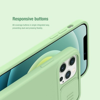 Силиконовая накладка Nillkin CamShield Silky Silicone Case Зеленая для Apple iPhone 12 Pro - фото 8 - id-p152450600