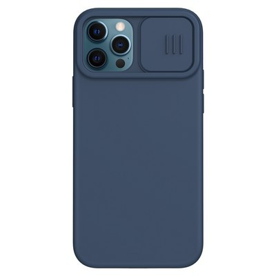 Силиконовая накладка Nillkin CamShield Silky Silicone Case Синяя для Apple iPhone 12 Pro Max - фото 1 - id-p152450603