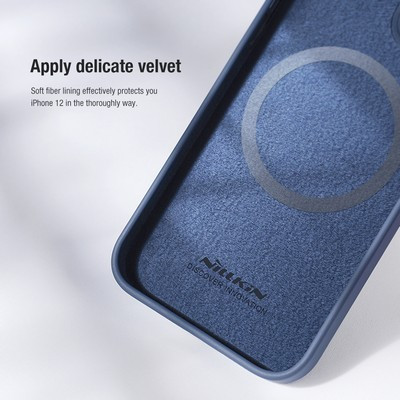 Силиконовая накладка с пластиной Magsafe Nillkin CamShield Silky Magnetic Silicone Case Черная для Apple - фото 5 - id-p152450614
