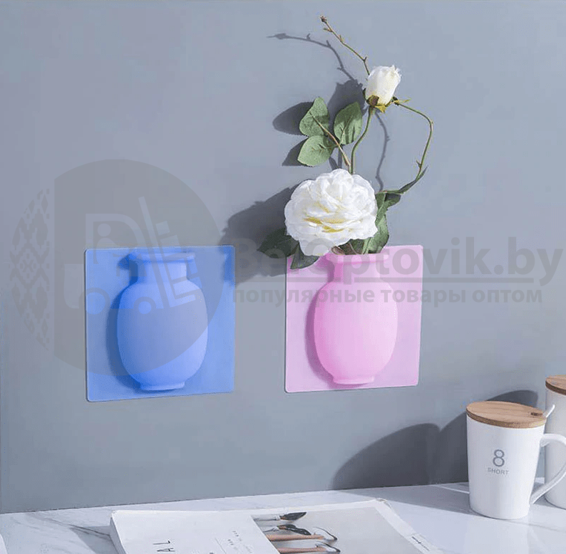 Настенная силиконовая ваза для цветов Magic Vase, многоразовая (без клея, гипоаллергенный материал) Фиолетовая - фото 4 - id-p153787711