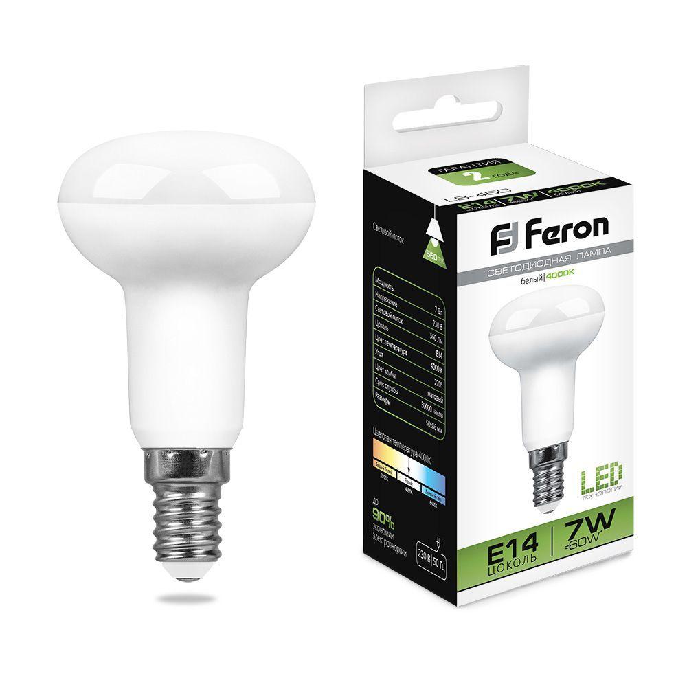 Лампа светодиодная Feron R50 LB-450 E14 7W 4000K 25514 - фото 1 - id-p164238866