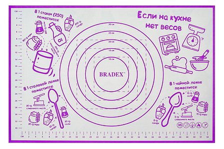 Коврик для приготовления с разметкой, 60х40см, 
силикон, фиолетовый, фото 2