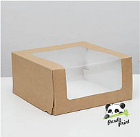 Коробка "Мусс" с прозрачным окном 235х235х115 крафт