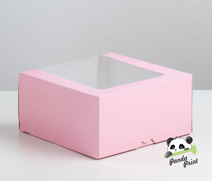 Коробка "Мусс" с прозрачным окном 235х235х115 мм розовая - фото 3 - id-p164243073
