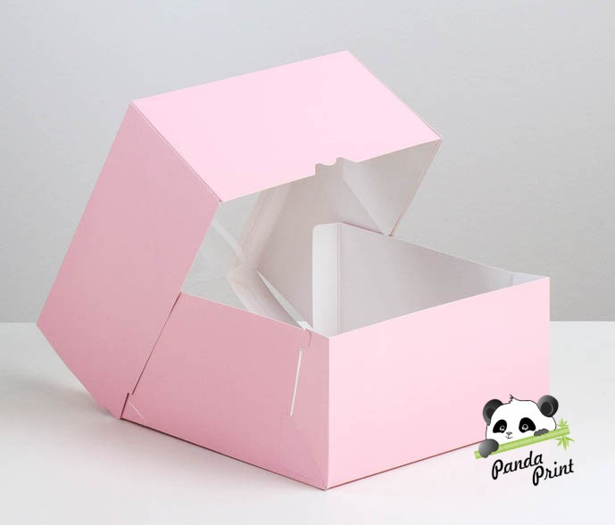 Коробка "Мусс" с прозрачным окном 235х235х115 мм розовая - фото 2 - id-p164243073