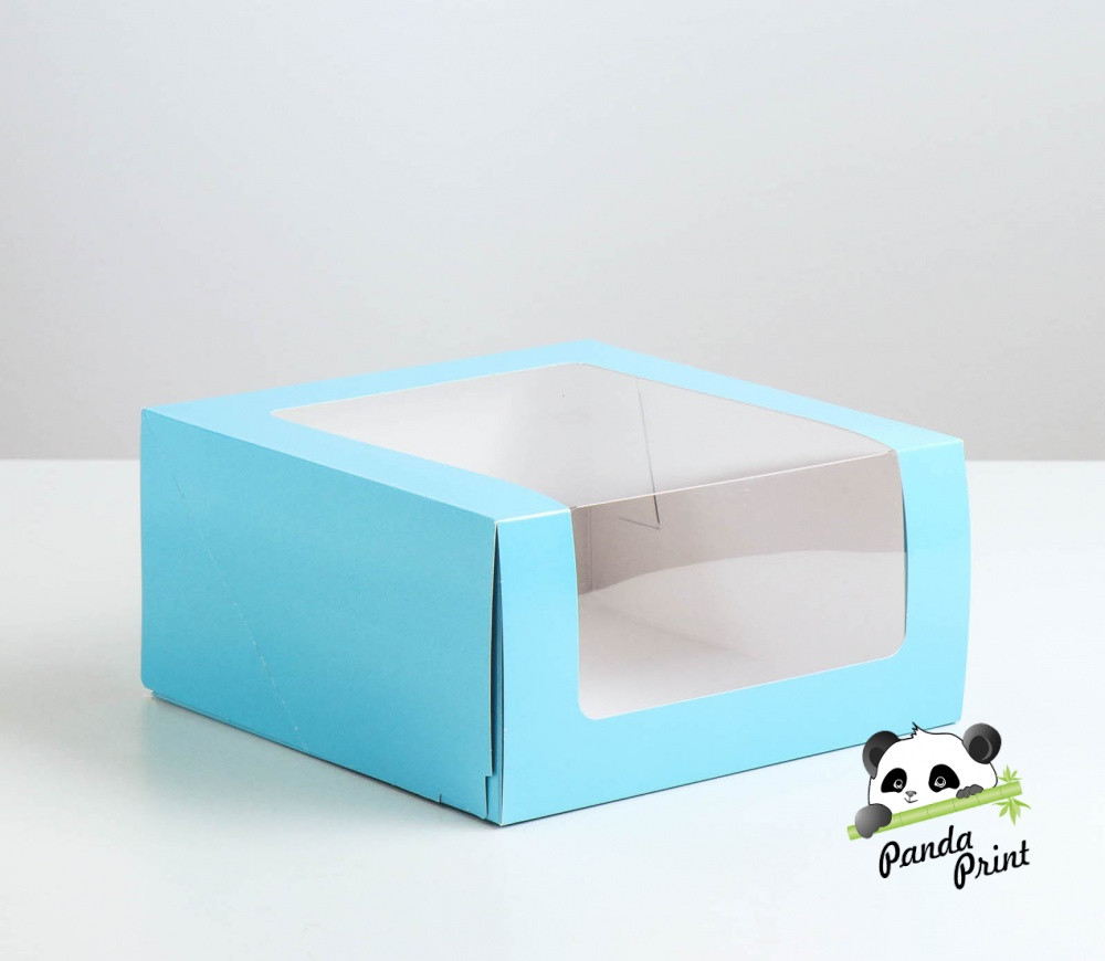 Коробка "Мусс" с прозрачным окном 235х235х115 мм голубая