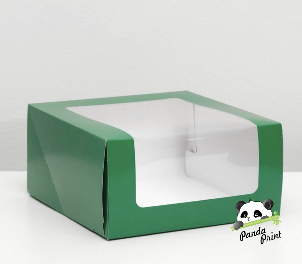 Коробка "Мусс" с прозрачным окном 235х235х115 мм темно-зеленая