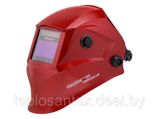 Сварочная маска хамелеон Solaris ASF650Х красный металлик (1/1/1/2; 100х45 мм; DIN 3/9-13) в Гомеле - фото 1 - id-p164268142
