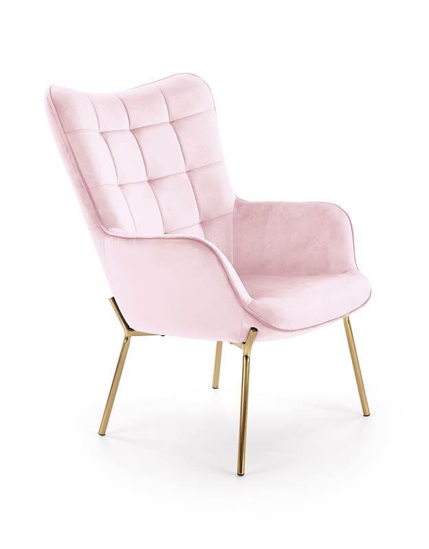 Кресло Halmar CASTEL 2 (светло-розовый/золотой)