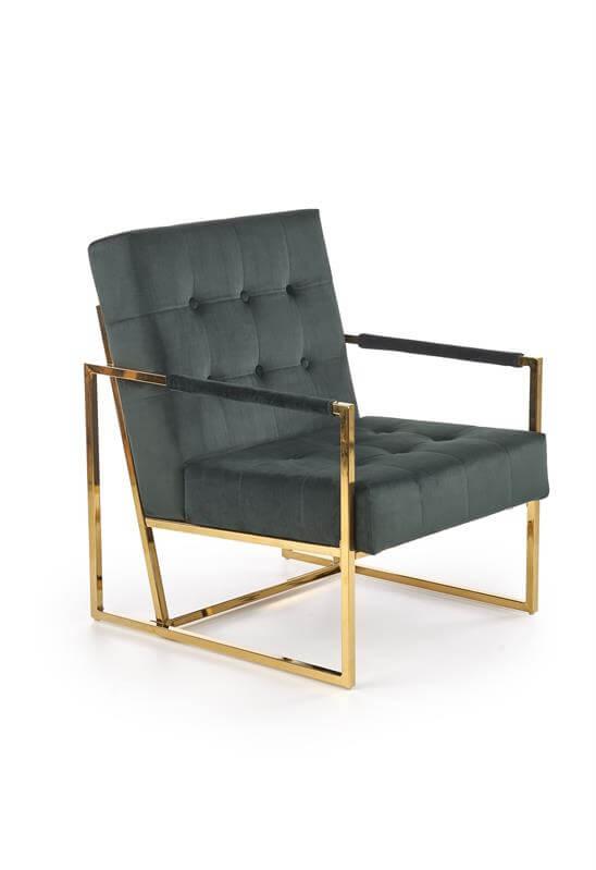 Кресло Halmar PRIUS (темно-зеленый/золотой)