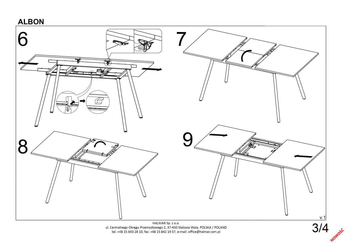 Стол обеденный Halmar ALBON раскладной (дуб сонома серый/черный) - фото 3 - id-p164278419