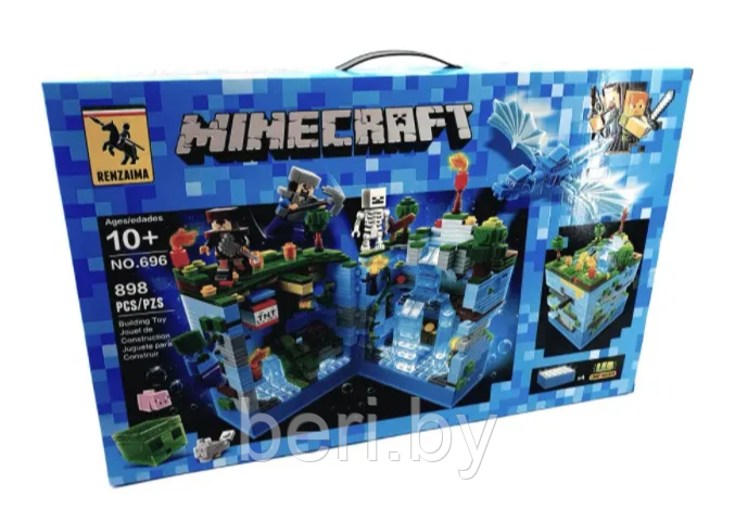 696 Конструктор RENZAIMA Minecraft "Ледяная крепость", 898 деталей, Minecraft Renzaima, Майнкрафт - фото 3 - id-p164288912