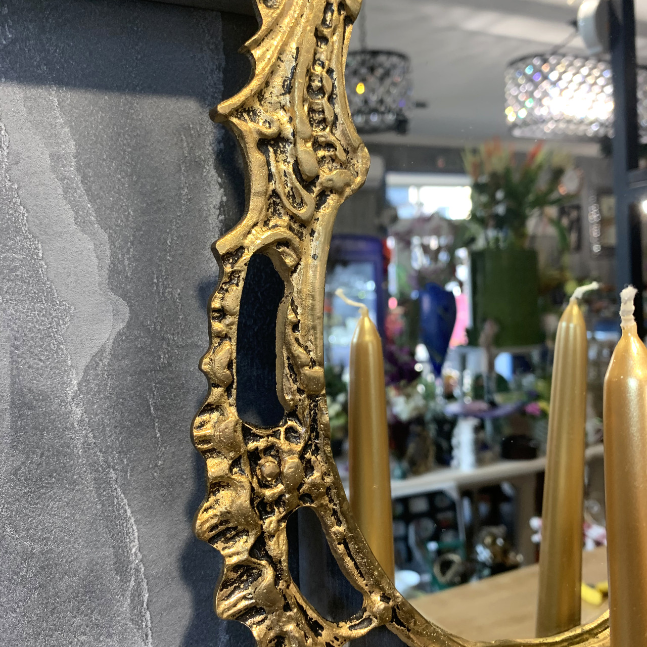 Зеркало настенное с консольной полкой Bronze flower(винтаж) - фото 2 - id-p164289280