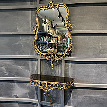 Зеркало настенное с консольной полкой Bronze flower(винтаж)
