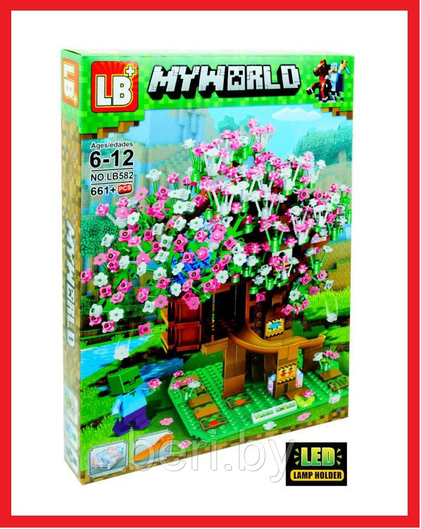 LB582 Конструктор Minecraft "Дом на дереве", 661 деталь, подсветка - фото 1 - id-p164289290