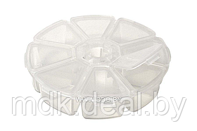 Контейнер для декора пластмассовый круглый 8 ячеек (мод. ak-242)