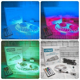 Комплект светодиодной ленты URM, 5050, 60 LED/м, 14.4 Вт/м, 12В, IP20, RGB, 5 м