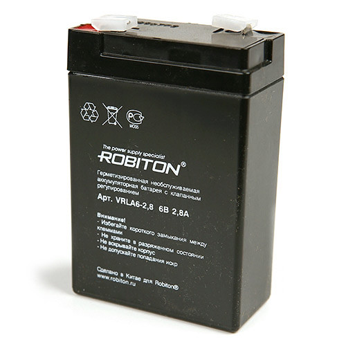 Аккумулятор 6V 2,8Ah Robiton VRLA6-2.8