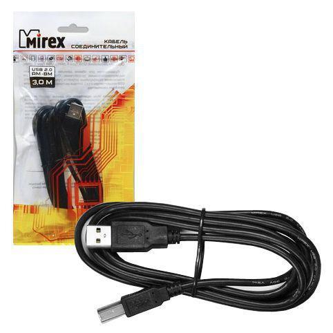 Кабель для принтера USB 2.0 AM-BM 3м Mirex - фото 1 - id-p109439817