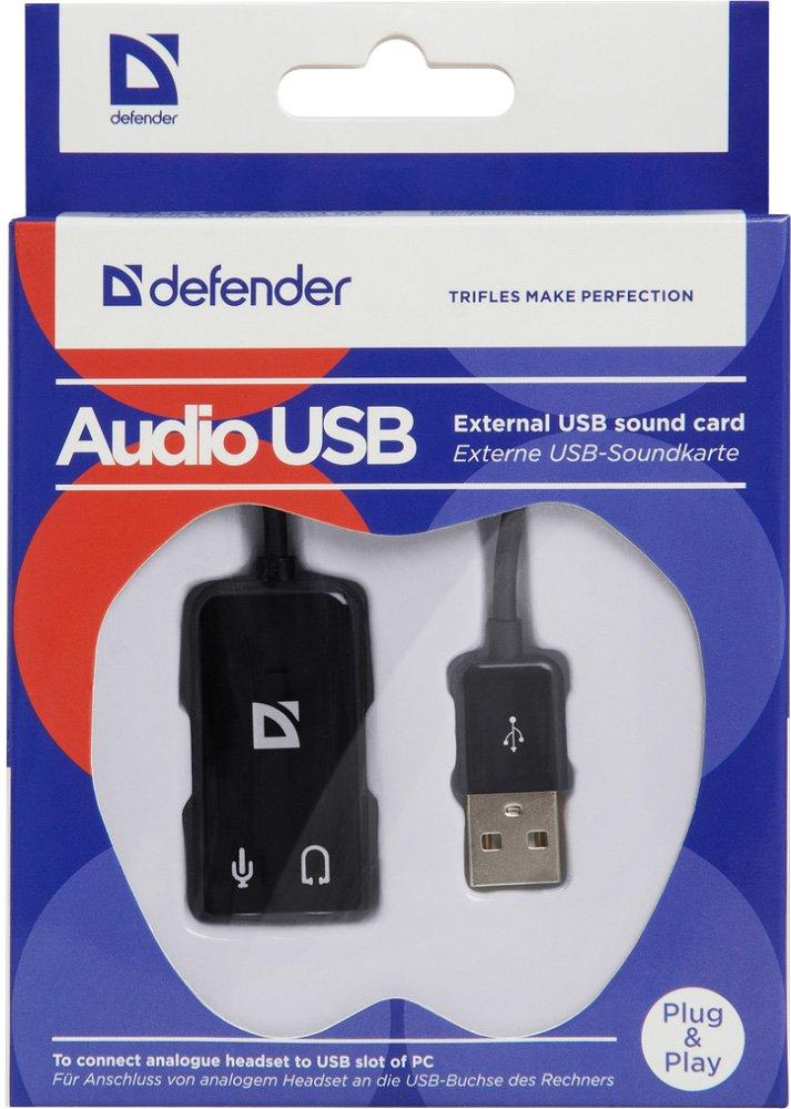 Аудио-переходник USB на 2х3.5 miniJack внешняя звуковая карта DEFENDER Audio USB 63002 - фото 1 - id-p109513094
