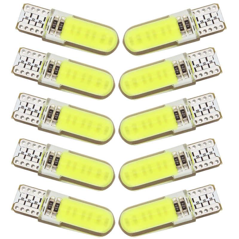 Автомобильная LED лампа Т10 мм пластиковый цоколь залитый силикон COB Желтый