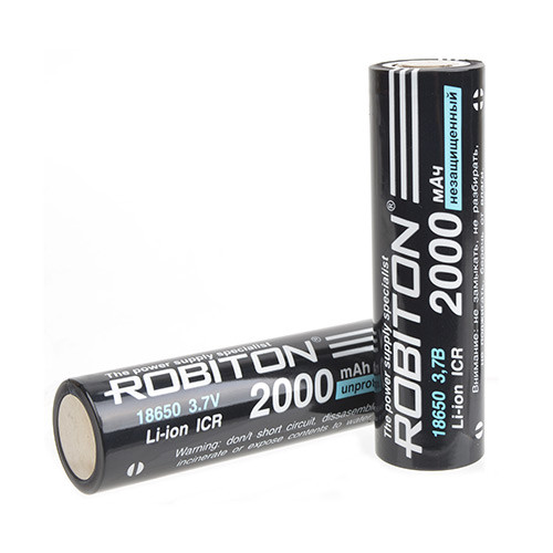 Аккумулятор Li-ion 18650 3.7V 2000mAh (без защиты) Robiton - фото 1 - id-p96966685