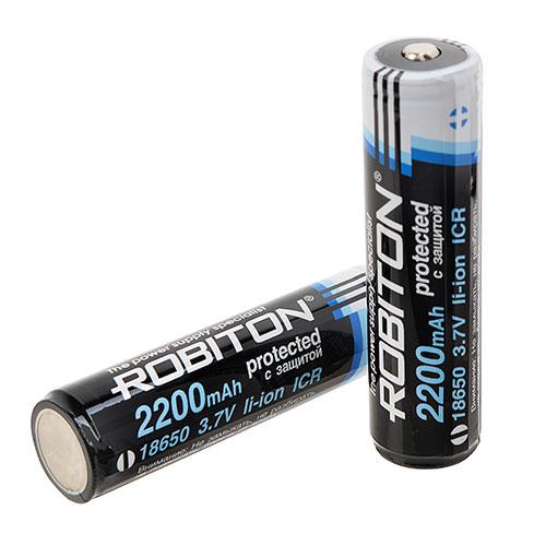 Аккумулятор Li-ion 18650 3.7V 2200mAh (c защитой) на базе Samsung Robiton - фото 1 - id-p96967212