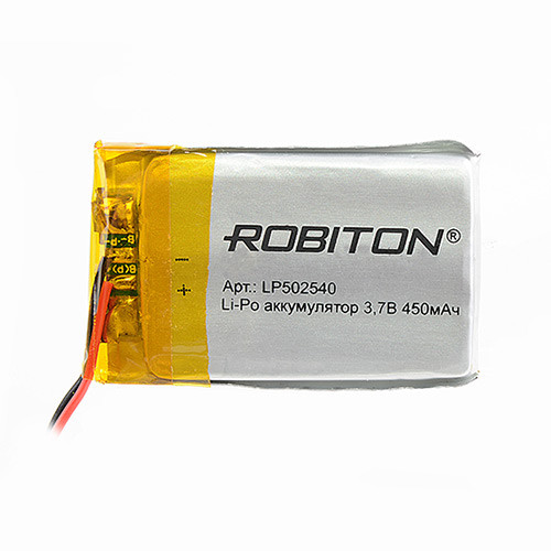 Аккумулятор Li-Po LP502540 3.7V 450 mAh Robiton - фото 1 - id-p97074029