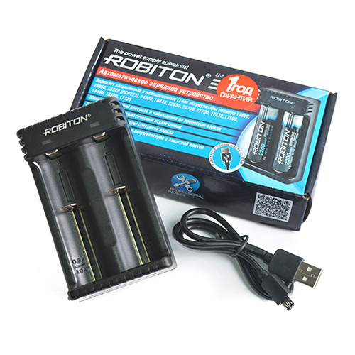 Зарядное устройство для Li-ion АКБ автомат ROBITON Li-2 для 2х18650 (шнур micro USB) - фото 1 - id-p97118169