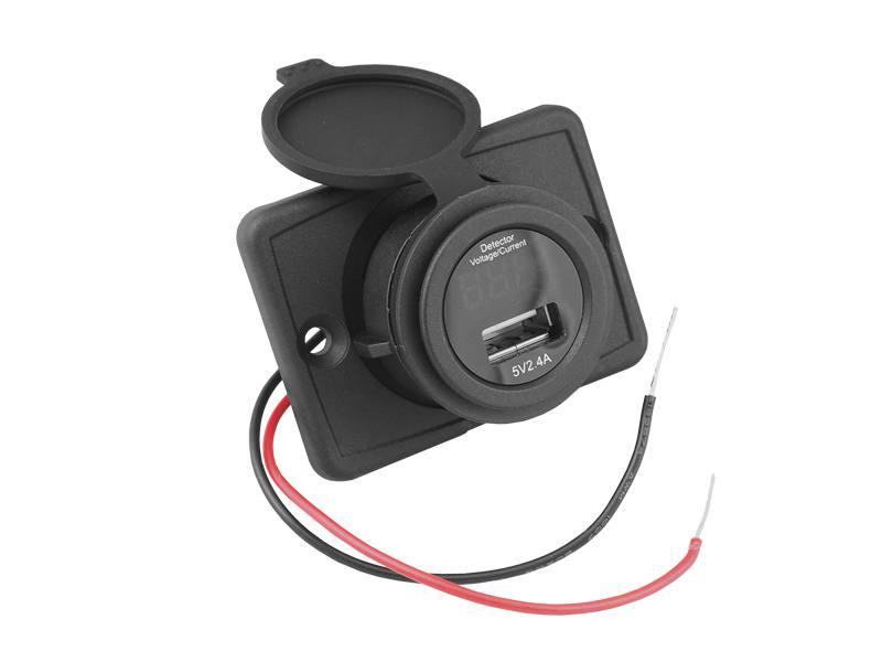 АЗУ для монтажа с измерителем V/A USB 12/24V 5V/2,4A LXG529