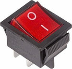 Переключатель клавишный 250V 16А (4с) ON-OFF с подсветкой красный 36-2330