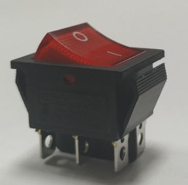 Переключатель клавишный большой 250V 15А (6c) ON-OFF с подсветкой красный 36-2350