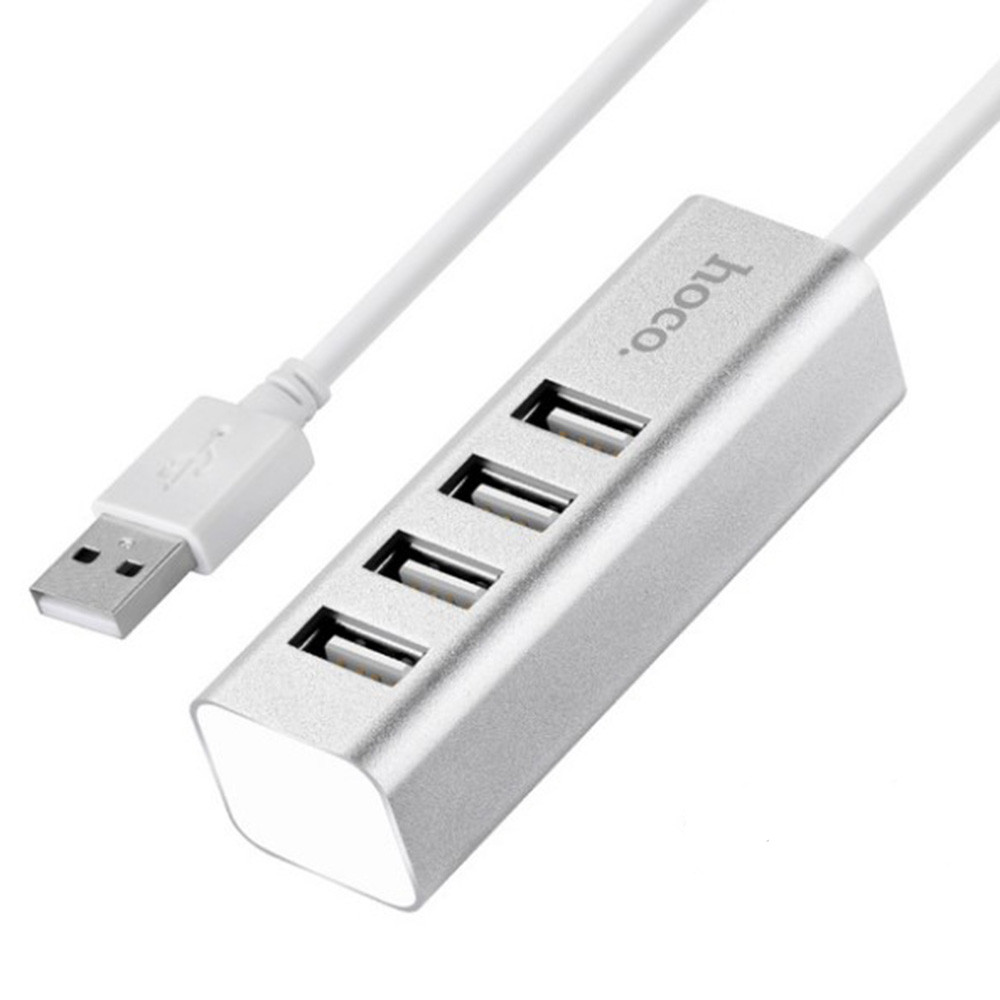 USB - Xaб HOCO HB1 4 порта USB серебро - фото 2 - id-p131266353
