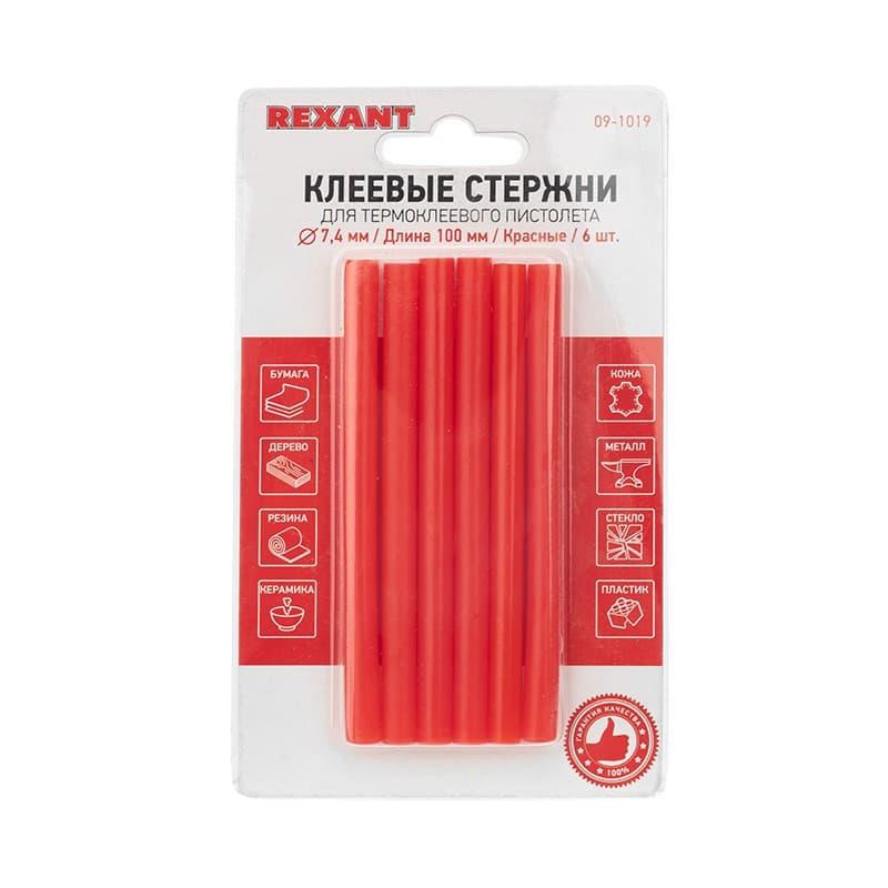 Клеевые стержни малые d=7,4 мм, L=100 мм, красные (6 шт.) REXANT 09-1019