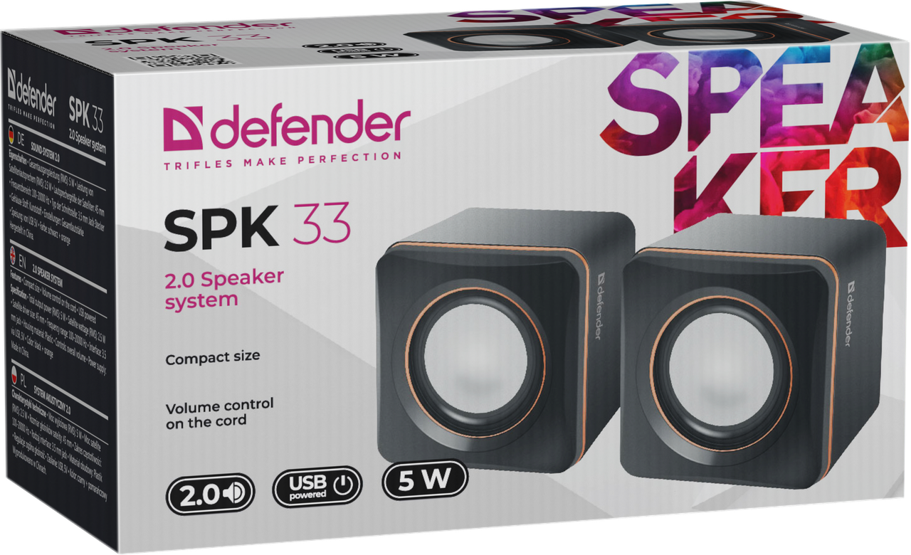 Акустическая система 2.0 Defender SPK 33 (5W, пластик, питание от USB) 65633 - фото 2 - id-p134315906