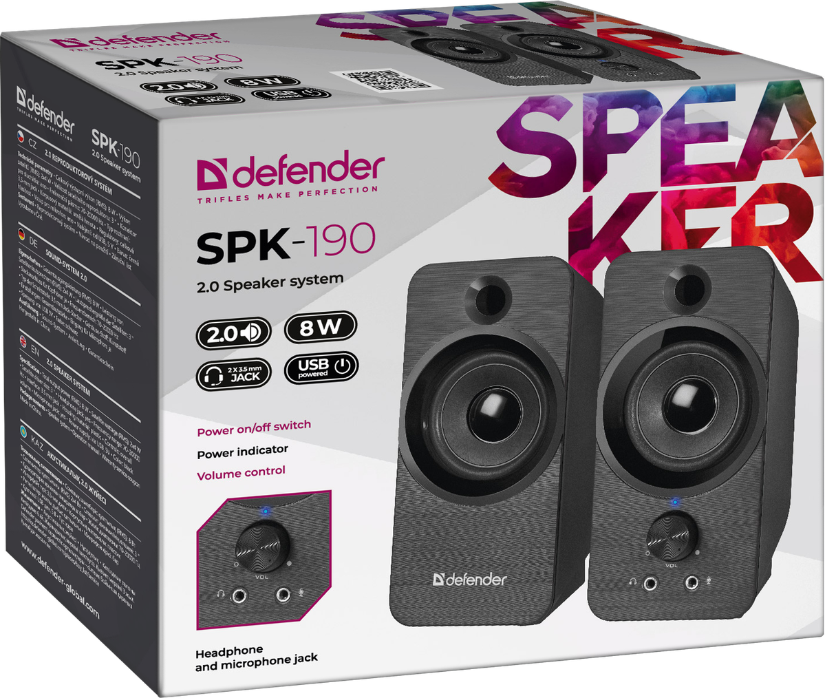 Акустическая система 2.0 Defender SPK 190 (8W, пластик, питание от USB) 65190 - фото 3 - id-p134316950